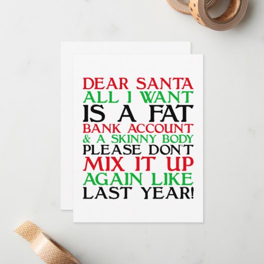 Dear Santa ノートカード (正面/裏面インサイチュ)