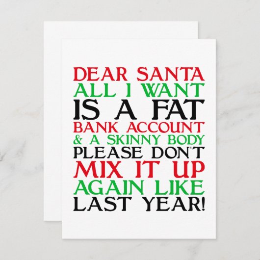 Dear Santa ノートカード (正面/裏面)