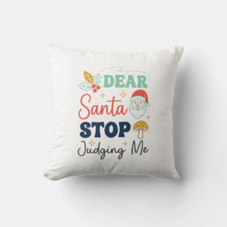 Dear Santa 僕を判断するのをやめて クリスマスマッシュルーム ホリー クッション