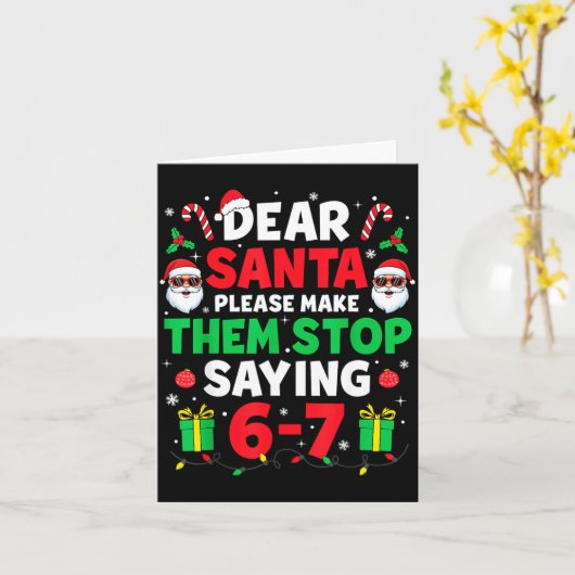Dear Santa 67 Funny Christmas Six Seven 6-7 Men Wo カード (黄色い花)