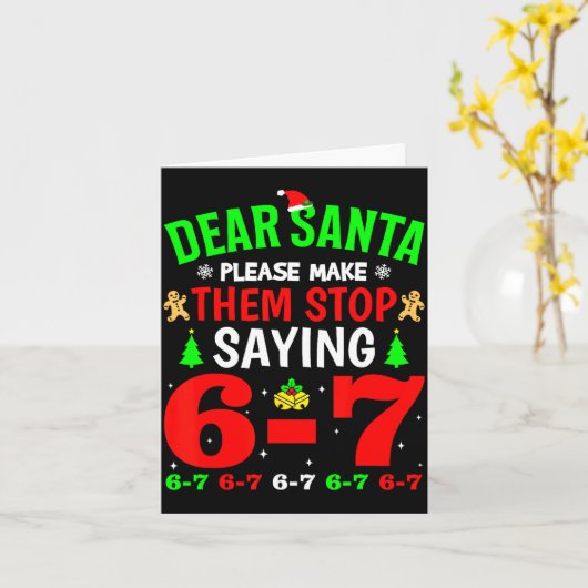 Dear Santa 67 Funny Christmas Six Seven 6-7 Men Wo カード (黄色い花)