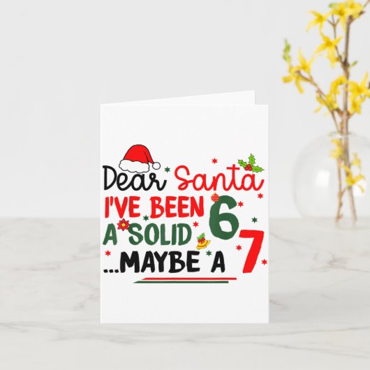 Dear Santa 67 Funny Christmas Six Seven 6-7 Men Wo カード (黄色い花)