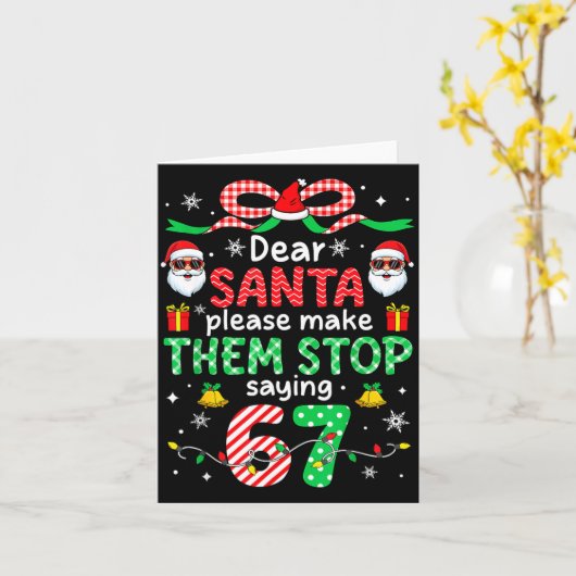 Dear Santa 67 Funny Christmas Six Seven 6-7 Men Wo カード (黄色い花)