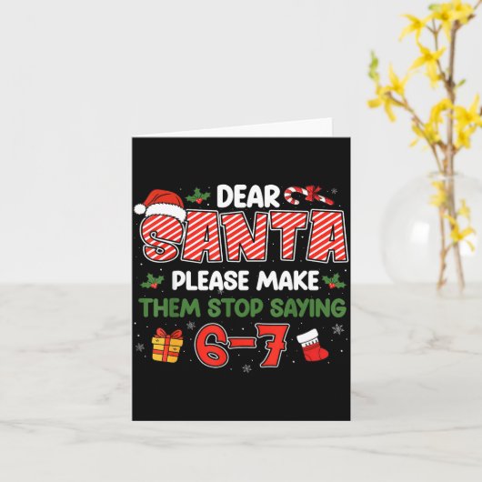 Dear Santa 67 Funny Christmas Six Seven 6-7 Men Wo カード (黄色い花)