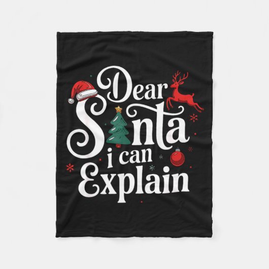 Dear Santa Can Explain Funny Christmas Kids Adults フリースブランケット (正面)