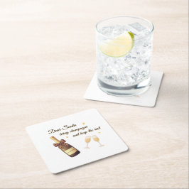 Dear Santa Champagne Design スクエアペーパーコースター