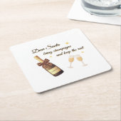 Dear Santa Champagne Design スクエアペーパーコースター (アングル)