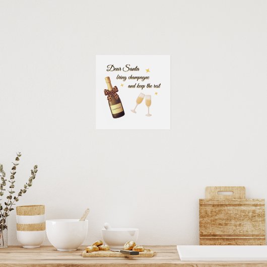 Dear Santa Champagne Design ポスター (キッチン)