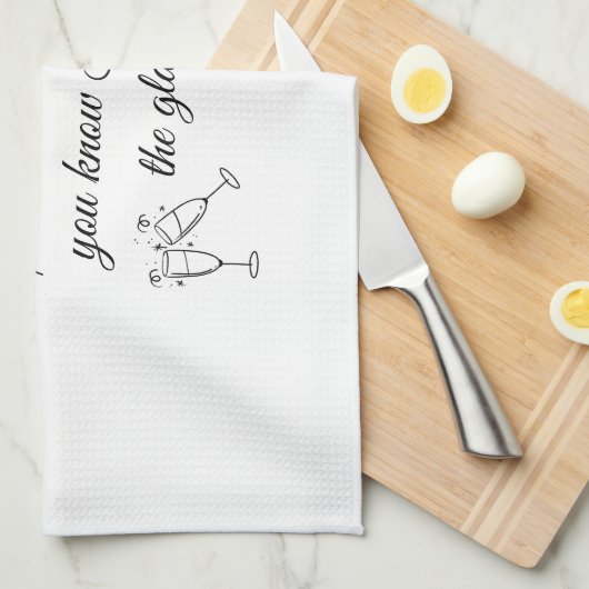 Dear Santa Champagne & Diamonds Line Art Design キッチンタオル (四つ折り)