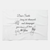 Dear Santa Champagne & Diamonds Line Art Design キッチンタオル (横)