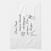Dear Santa Champagne & Diamonds Line Art Design キッチンタオル (縦)