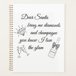 Dear Santa Champagne & Diamonds Line Art Design プランナー手帳
