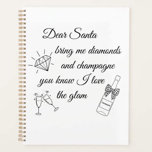 Dear Santa Champagne & Diamonds Line Art Design プランナー手帳 (正面)