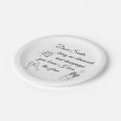 Dear Santa Champagne & Diamonds Line Art Design ペーパープレート (アングル)