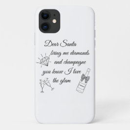 Dear Santa Champagne & Diamonds Line Art Design iPhone 11 ケース
