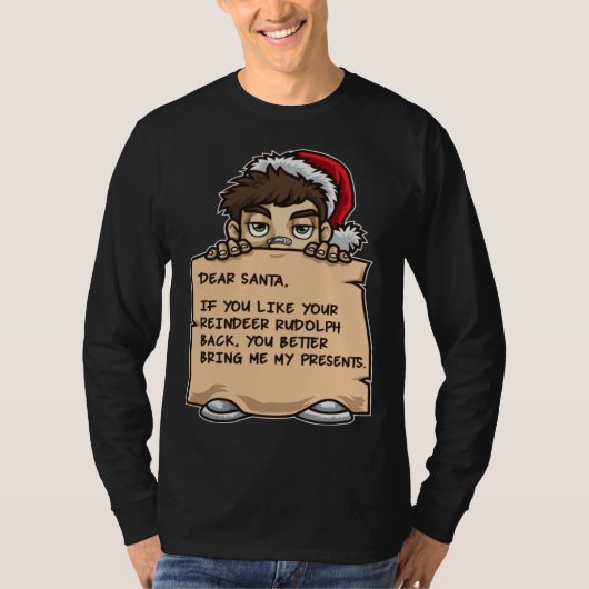 Dear Santa  Christmas Elf Xmas Holiday Humor Tシャツ (正面)
