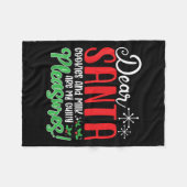 Dear Santa Cookies And Milk Are My Guilty Pleasure フリースブランケット (正面(横))