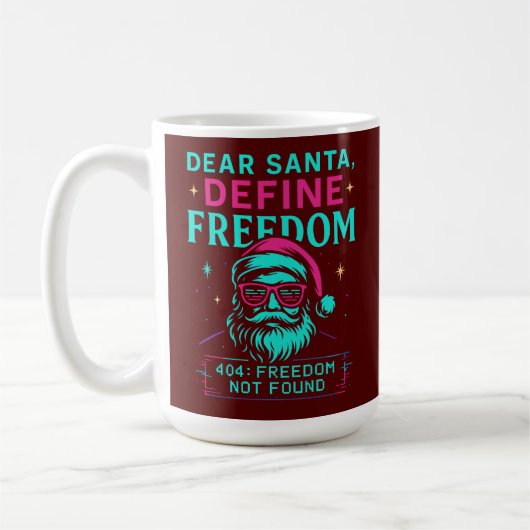 Dear Santa Define Freedom レトロデザイン コーヒーマグカップ (左)