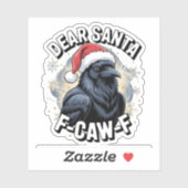 Dear Santa F-caw-F 面白いクリスマスのワタリガラス シール (シート)