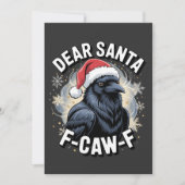 Dear Santa F-caw-F Funny Christmas Raven  カード (正面)