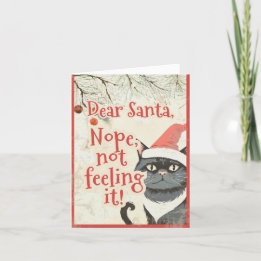 Dear Santa Funny Black Cat Anti Christmas シーズンカード
