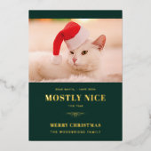 Dear Santa Funny Cat Photo Christmas 箔シーズンカード (正面)