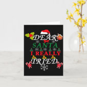 Dear Santa Funny Christmas Meme Family Xmas Pajama カード (黄色い花)