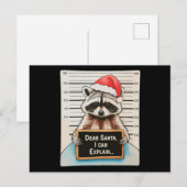 Dear Santa I Can Explain クリスマスのアライグマ シーズンポストカード (正面/裏面)