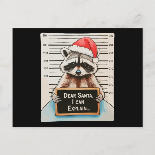Dear Santa I Can Explain クリスマスのアライグマ シーズンポストカード (正面)