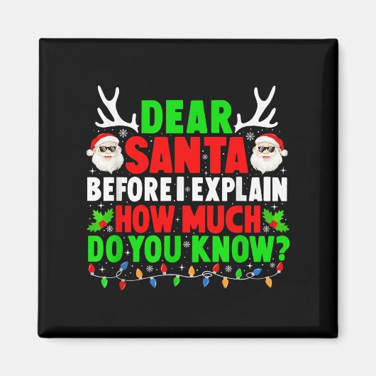 Dear Santa I Can Explain クリスマス ファミリー メンズ レディース マグネット (正面)
