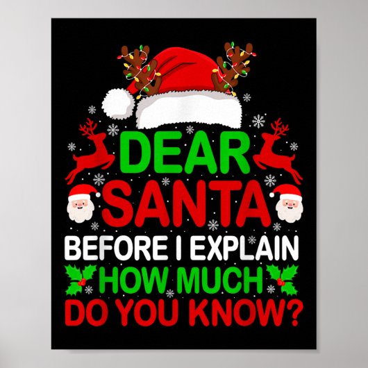 Dear Santa I Can Explain 楽しいクリスマスTシャツ キッズ ポスター (正面)