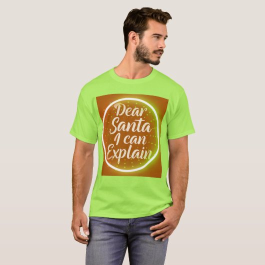 Dear Santa I Can Explain – 面白いクリスマスタイポグラフィ Tシャツ (正面フル)