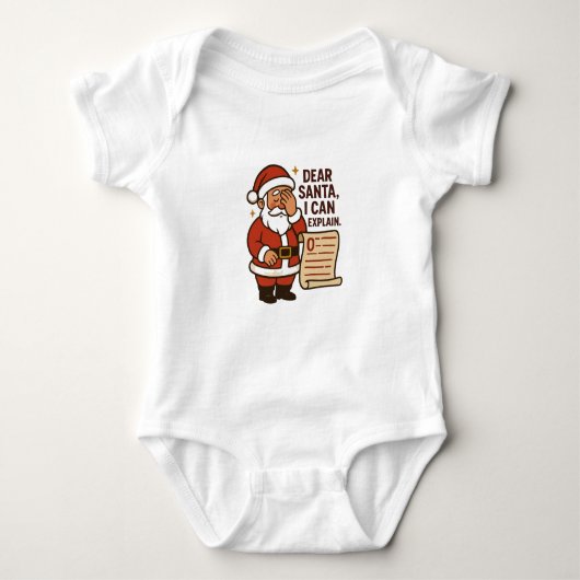 Dear Santa, I Can Explain Baby Bodysuit ベビーボディスーツ (正面)