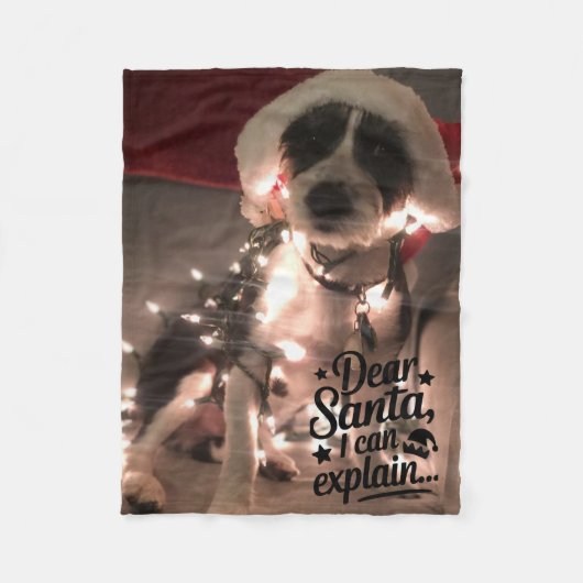 Dear Santa I can explain (dog) フリースブランケット (正面)