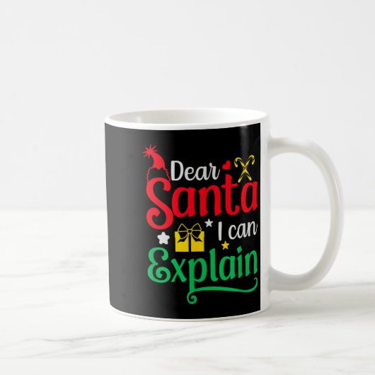 Dear Santa I Can Explain Funny Christmas コーヒーマグカップ (右)