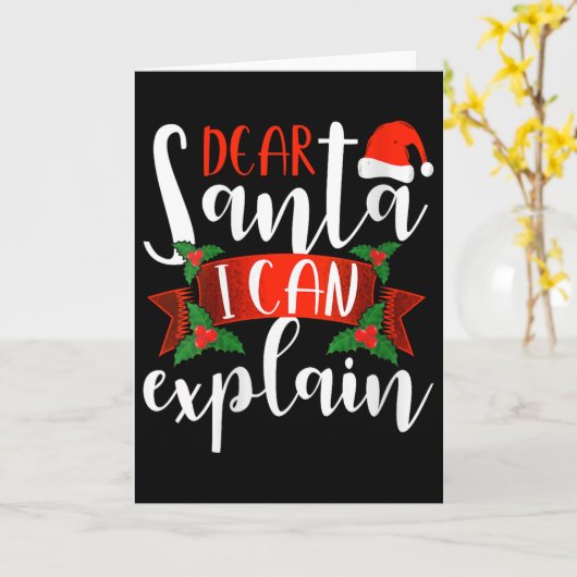 Dear Santa I Can Explain Funny Christmas Decoratio カード (黄色い花)