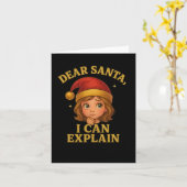 Dear Santa I Can Explain Funny Christmas Design  カード (黄色い花)