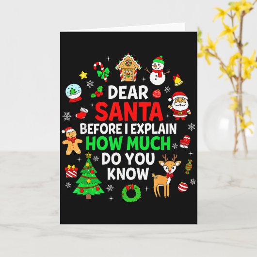 Dear Santa I Can Explain Funny Christmas Matching  カード (黄色い花)