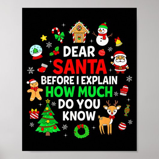 Dear Santa I Can Explain Funny Christmas Matching ポスター (正面)