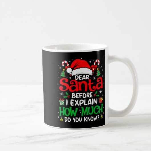 Dear Santa I Can Explain Funny Christmas Men Women コーヒーマグカップ (右)