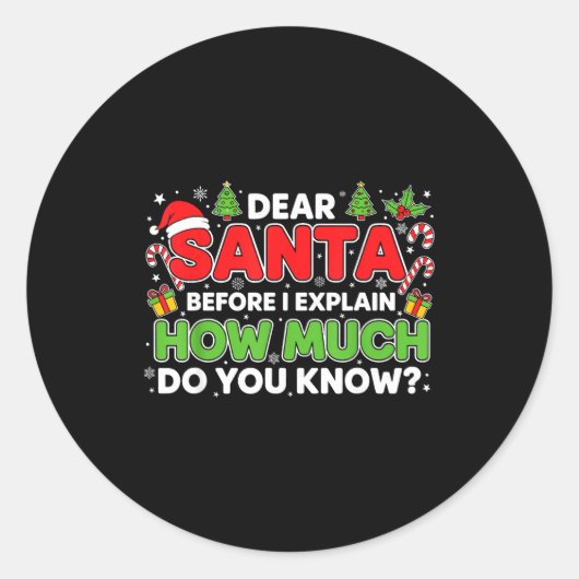 Dear Santa I Can Explain Funny Christmas Men Women ラウンドシール (正面)