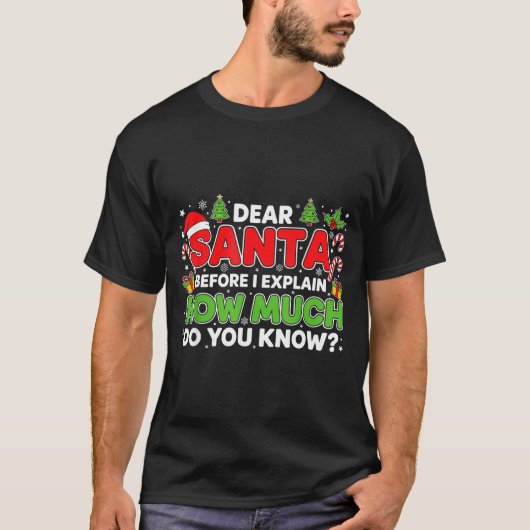 Dear Santa I Can Explain Funny Christmas Men Women Tシャツ (正面)