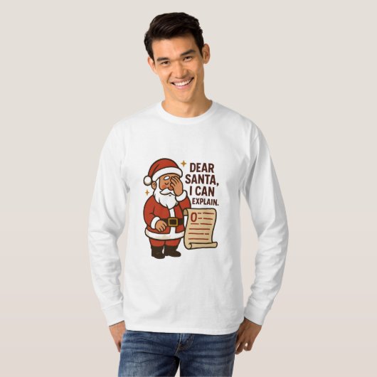 Dear Santa, I Can Explain Funny Christmas Tシャツ (正面フル)