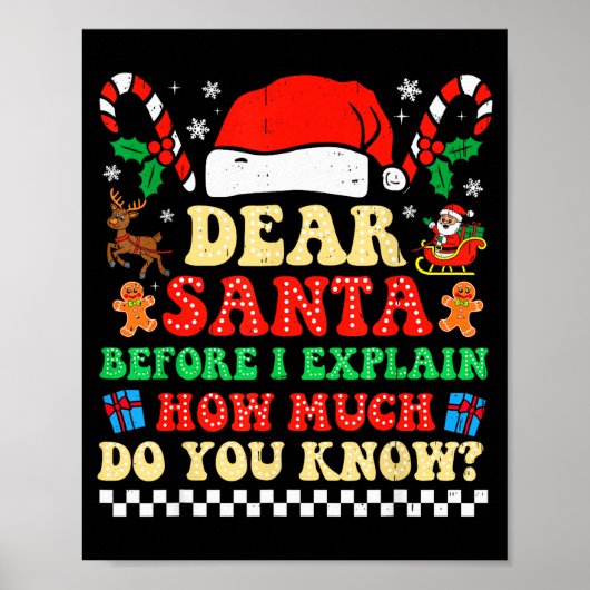 Dear Santa I Can Explain Funny Christmas Xmas Squa ポスター (正面)
