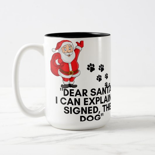 Dear Santa I Can Explain Funny Dog Christmas Mug ツートーンマグカップ (左)
