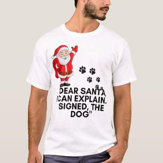 Dear Santa I Can Explain Funny Dog Christmas Mug Tシャツ (正面)
