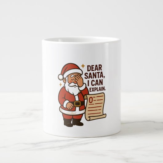 Dear Santa, I Can Explain Funny Mug ジャンボコーヒーマグカップ (正面)
