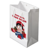 Dear Santa, I Can Explain Guilty Christmas Design ミディアムペーパーバッグ (正面アングル)