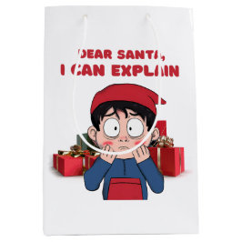 Dear Santa, I Can Explain Guilty Christmas Design ミディアムペーパーバッグ