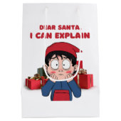 Dear Santa, I Can Explain Guilty Christmas Design ミディアムペーパーバッグ (裏面)